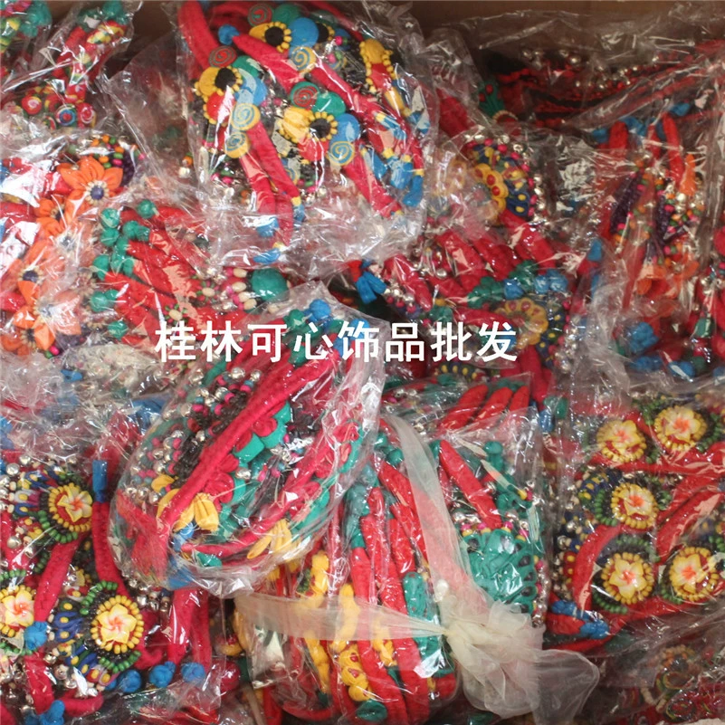 Ethnic cloth, bracelet, woven retro genuine small bell handmade, ethnic style, flowered, wholesale
