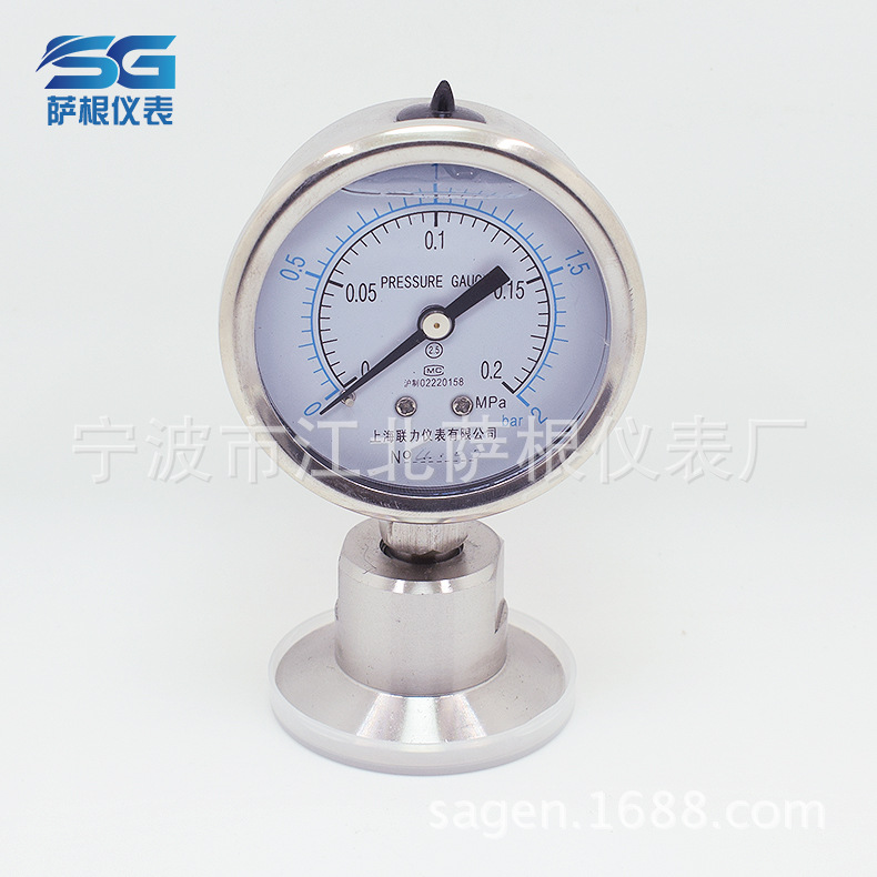 供应不锈钢气压压力表 0~0.2Mpa 轴向 充油抗震耐震压力表