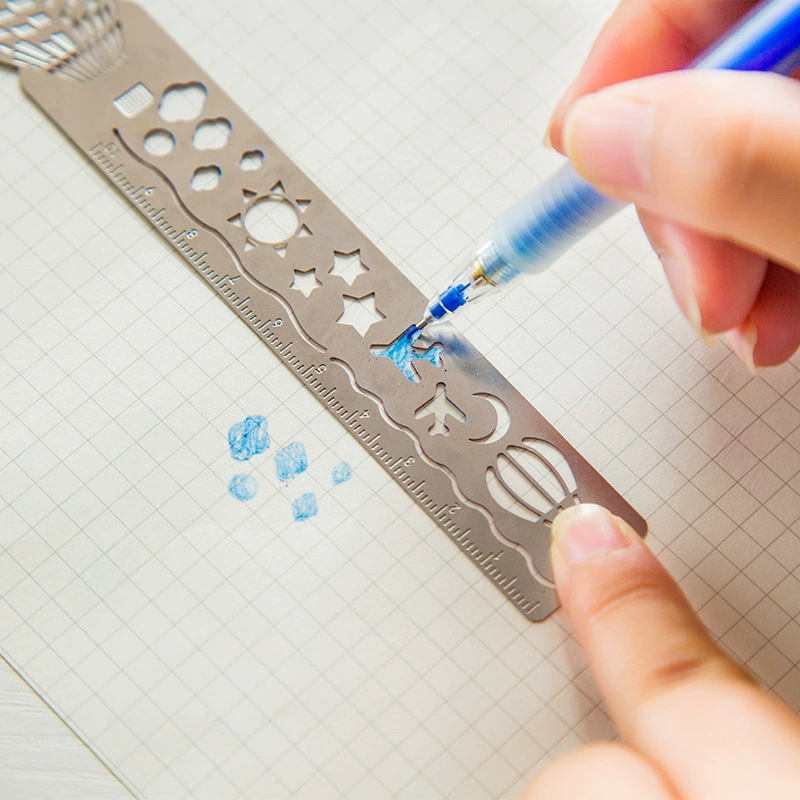 Fresh cartoon stationery for elementary school students, metal template, ruler