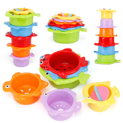 Fun Stack Cups, Baby Stack Fun Colorful Stack Cups, Stack Cups Early Learning Parent-Child Bathroom Water Spray Bath Toys