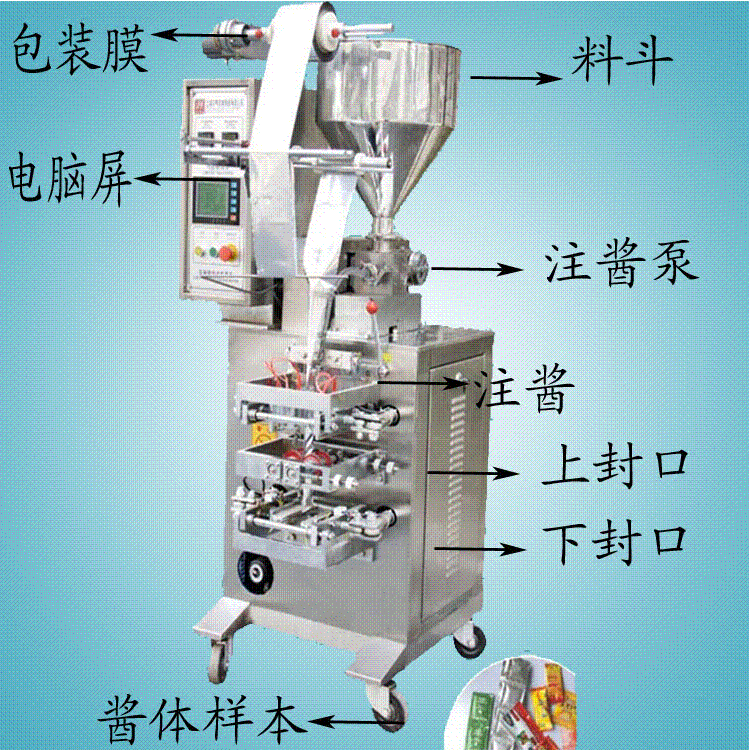 供应2017品小袋番茄酱包装机\\\\/酱体、酱料全自动包装机 有视频