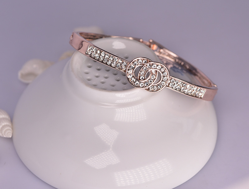 Double Ring Gemstone Bangle Bracelet For Women Elegant Jewelry_voghion.com