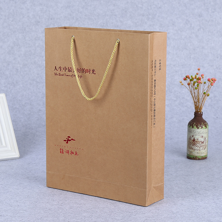 厂商定做 简约牛皮纸礼品手提袋 定制logo 外卖纯色牛皮纸食品袋