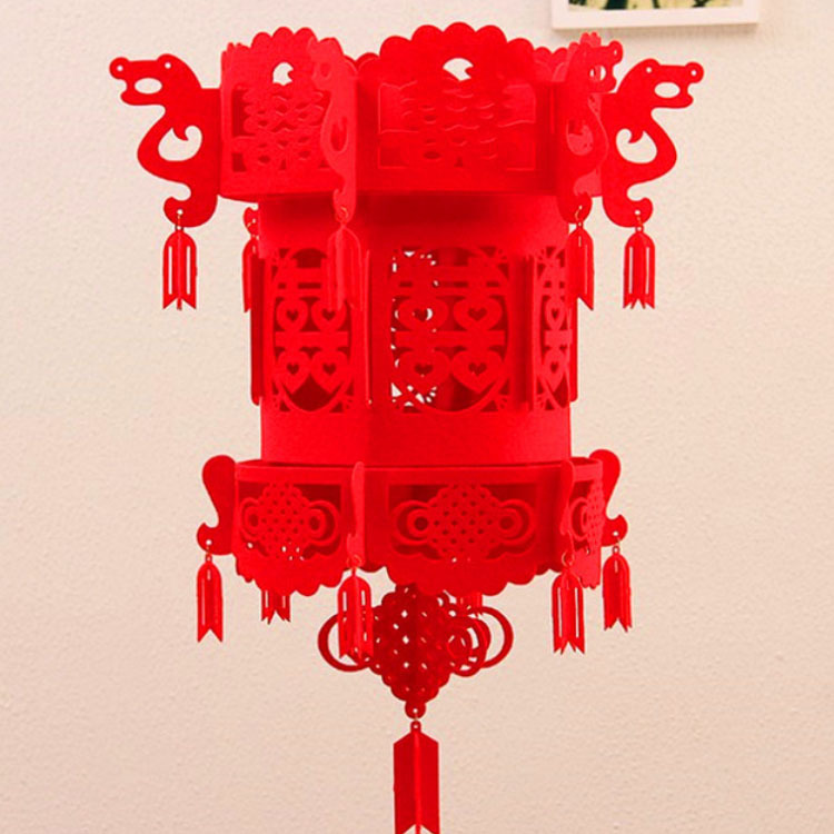 厂家供应毛毡装饰品 毛毡灯笼 新年立体灯笼挂件 可按需定作