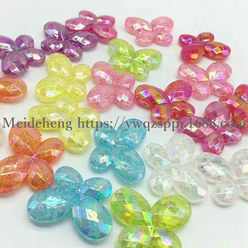 Alibaba hot-selling cracked acrylic straight hole beads diy handcrafted beaded necklace accessories Butterfly style material factory wholesale detail image 3