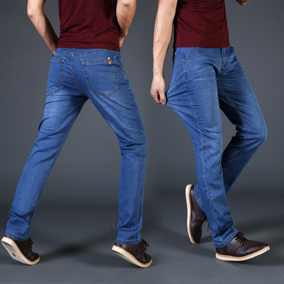 2017夏季薄款男式弹力牛仔裤男士修身直筒长裤子男裤时尚流行男装|ru