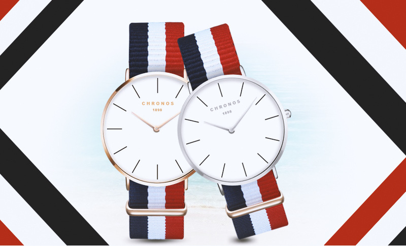 Chronos Quartz Watch For Men, Stylish Simple Nylon Strap Design_voghion.com
