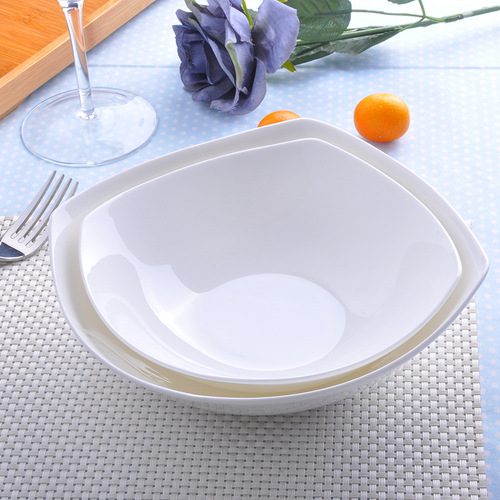 Pure white bone china-7-9 inches deep soup plate, square plate, Western plate, steak plate, ceramic tableware, dish plate, rice plate