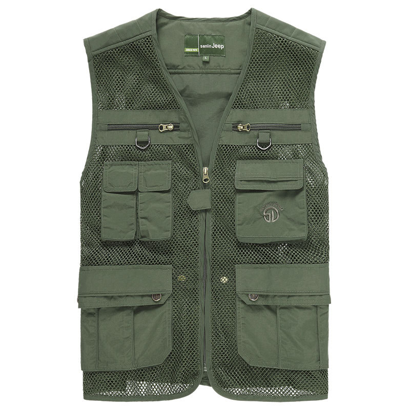 man Go fishing Photography leisure time Vest New products Foreign trade Mesh Multiple pockets function Vest men's wear Ready