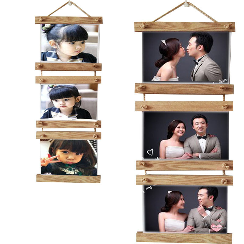 Hemp rope photo frame pendant 7 inch 10 inch log color photo frame children's photography wedding photo studio wholesale home ornaments
