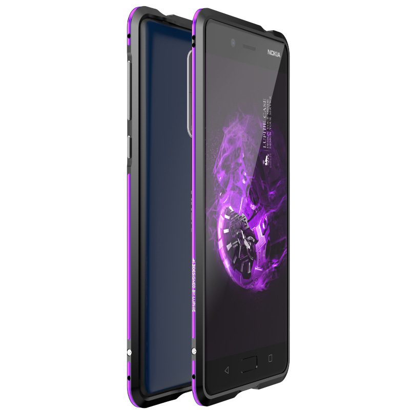 Luphie Bicolor Blade Sword Slim Light Aluminum Bumper Metal Shell Case for Nokia 8
