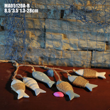 新品小鱼串 木制鱼 窗帘装饰 渔网背景装饰 海洋挂件 MA05120