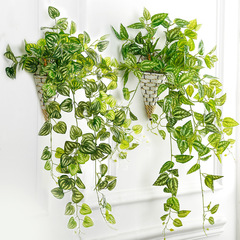 批發仿真葉壁掛花藤室內綠植海棠葉藤蔓藤條裝飾植物牆假花吊蘭葉