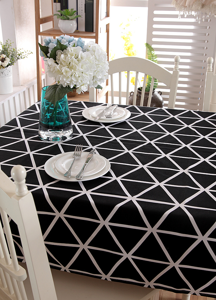 Modern Geometric Tablecloth Cotton Canvas For Kitchen And Dining_voghion.com