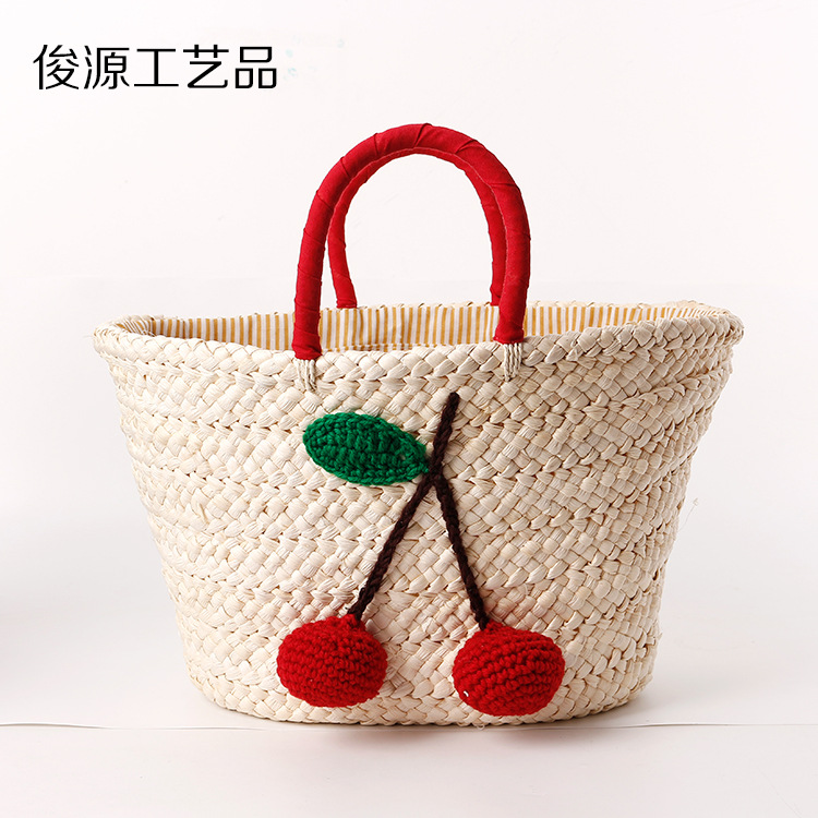 俊源玉米皮辫樱桃包 草编包 手提沙滩休闲包 厂家 供应批发