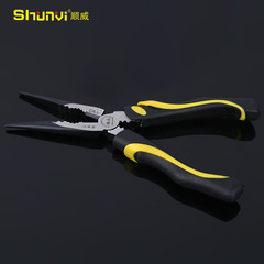 Shunwei 55# Steel Lanyard Handle Function Wire Cutter Multifunction 8-inch Needle Nose Pliers American Style 8-inch Wire Cutter