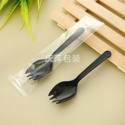 Manufactor disposable Plastic Fork spoon thickening black Spoon the cake Independent packing transparent Fruit fork