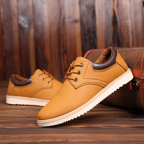 Work waterproof non-slip large leather shoes men's work shoes casual shoes Korean style men's shoes spring trendy shoes drop shipping