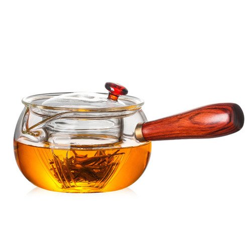 Manufacturer wholesale household wooden handle glass teapot thickened electric ceramic stove special side handle teapot high temperature resistant teapot