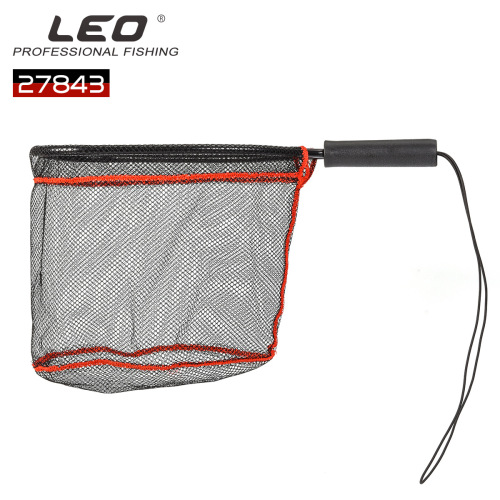 27843 LEO/LEO [Black and Red Aluminum Alloy Fly Fishing Net] Small Portable Lure Hand Net Fishing Gear