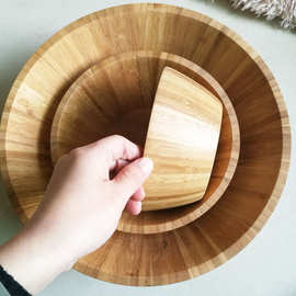 工厂直供加工定做竹制沙拉碗  沙拉碗 竹碗 竹盆全套6