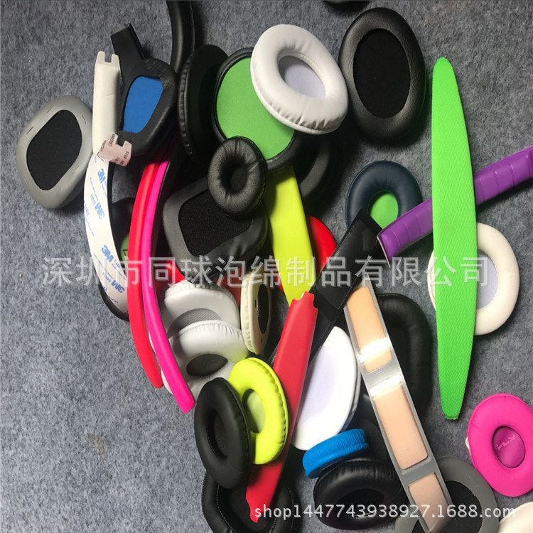 pu记忆皮耳套 头戴式挂耳热压皮革海绵套 头戴护套配件