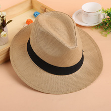 韓版男士平頂牛仔帽 秋季防曬平沿遮陽帽 大沿草帽女沙灘爵士帽