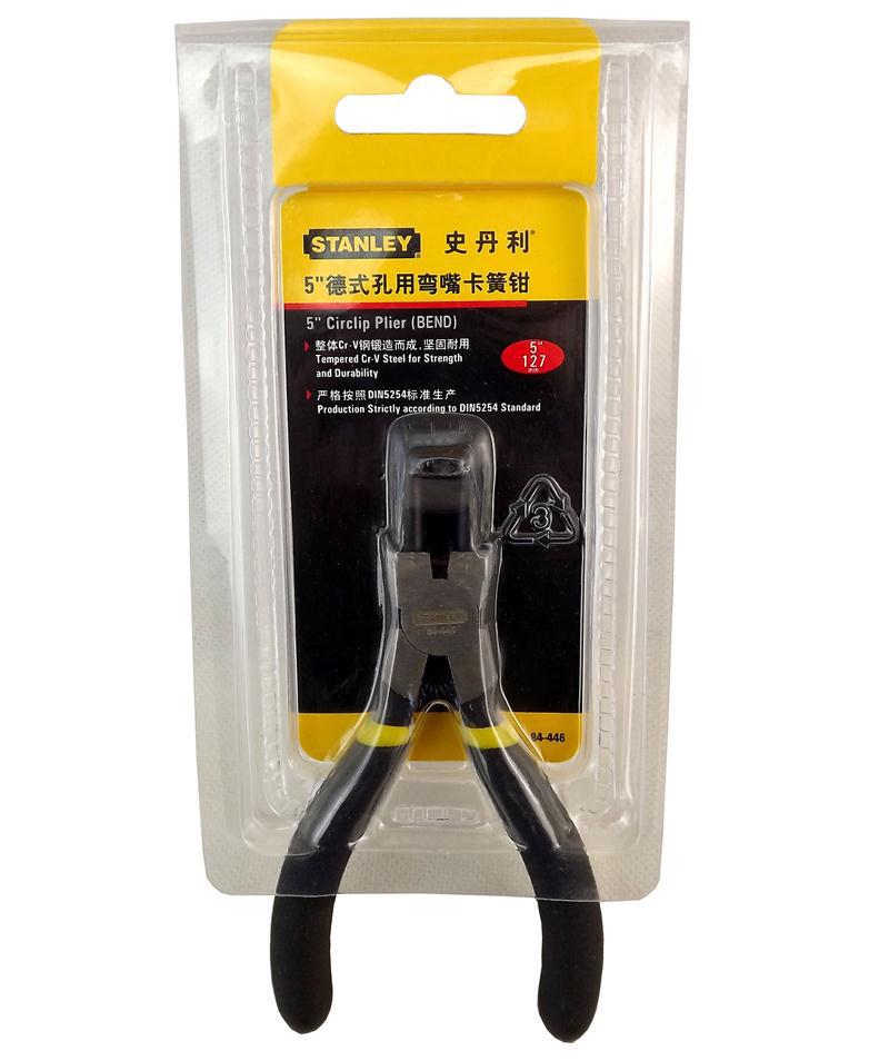 史丹利德式孔用弯嘴卡簧钳5寸内卡84-446-23穴用弯口卡环钳挡圈钳