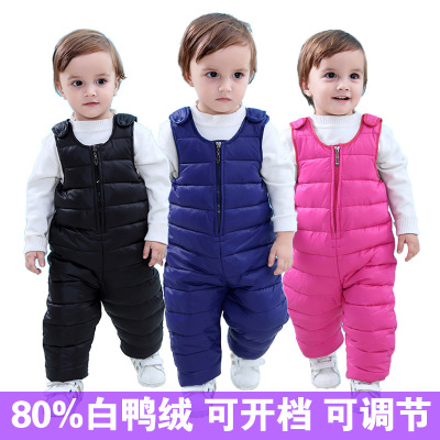 children Down rompers thickening winter men and women baby Infants Down pants Jumpsuits Exorcism Files can be opened