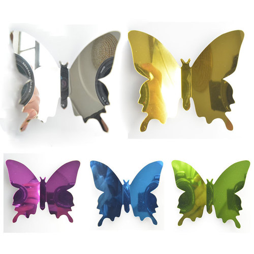 12 3D stereo mirror butterfly sun flower wedding holiday decoration butterfly bedroom living room decoration wall stickers