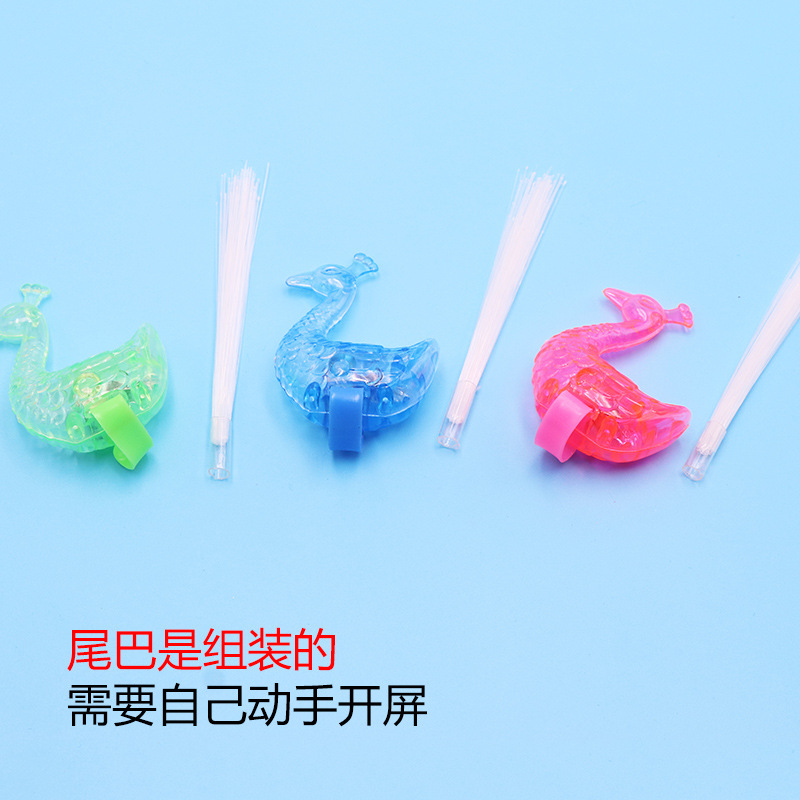 Pavo real dedo luz de color luminoso que cambia Pavo Real pantalla abierta Luz de fibra óptica niños puesto de mercado de noche suministro de juguetes luminosos al por mayor