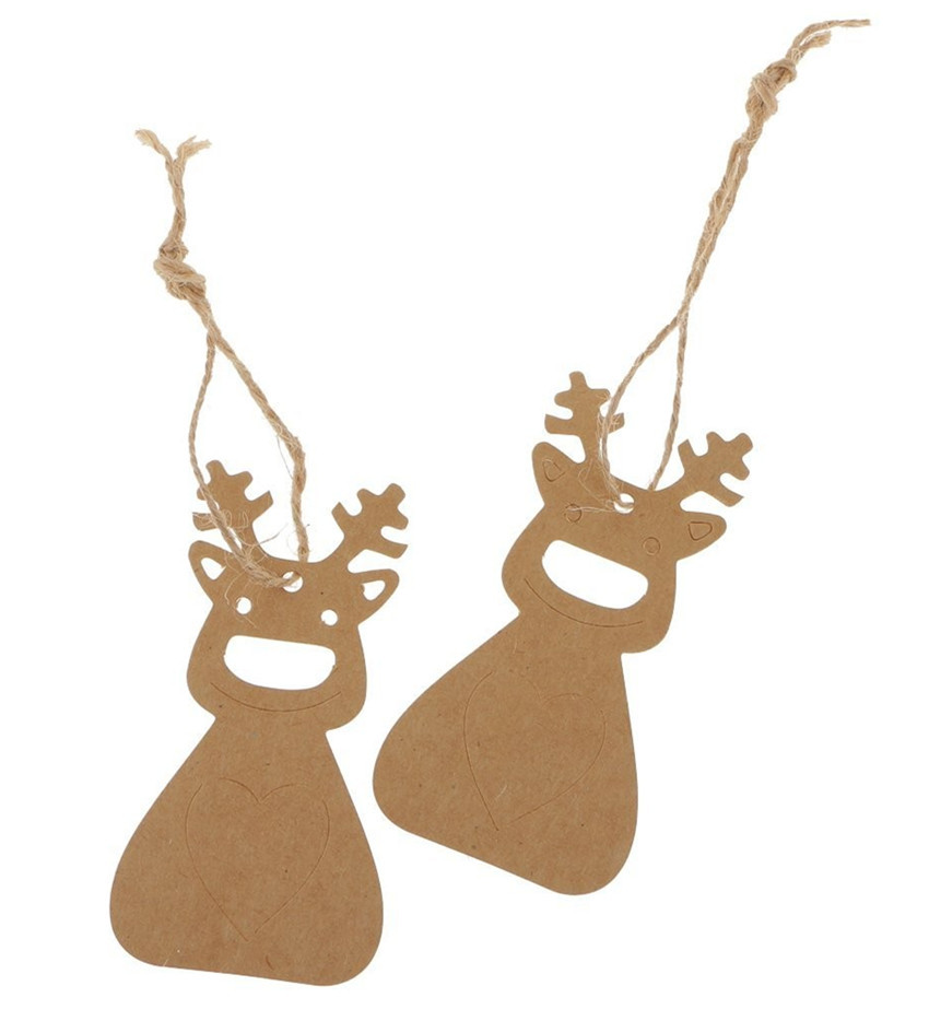 现货  圣诞系列牛皮纸镂空鹿形吊牌 留言烘焙礼 装饰包