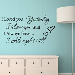 ebay外貿新款I Loved you yesterday精雕英文客廳臥室牆貼紙KS063