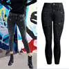European elastic cotton zipper pencil small feet female jeans