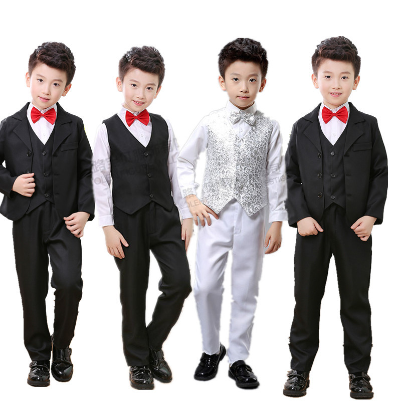 元旦合唱团演出服儿童装秋冬男童礼服儿童西装马甲套装男花童礼服