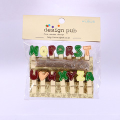 Photo album photo holder small wooden clip wooden photo clip photo wall props promotional activity clip English alphabet