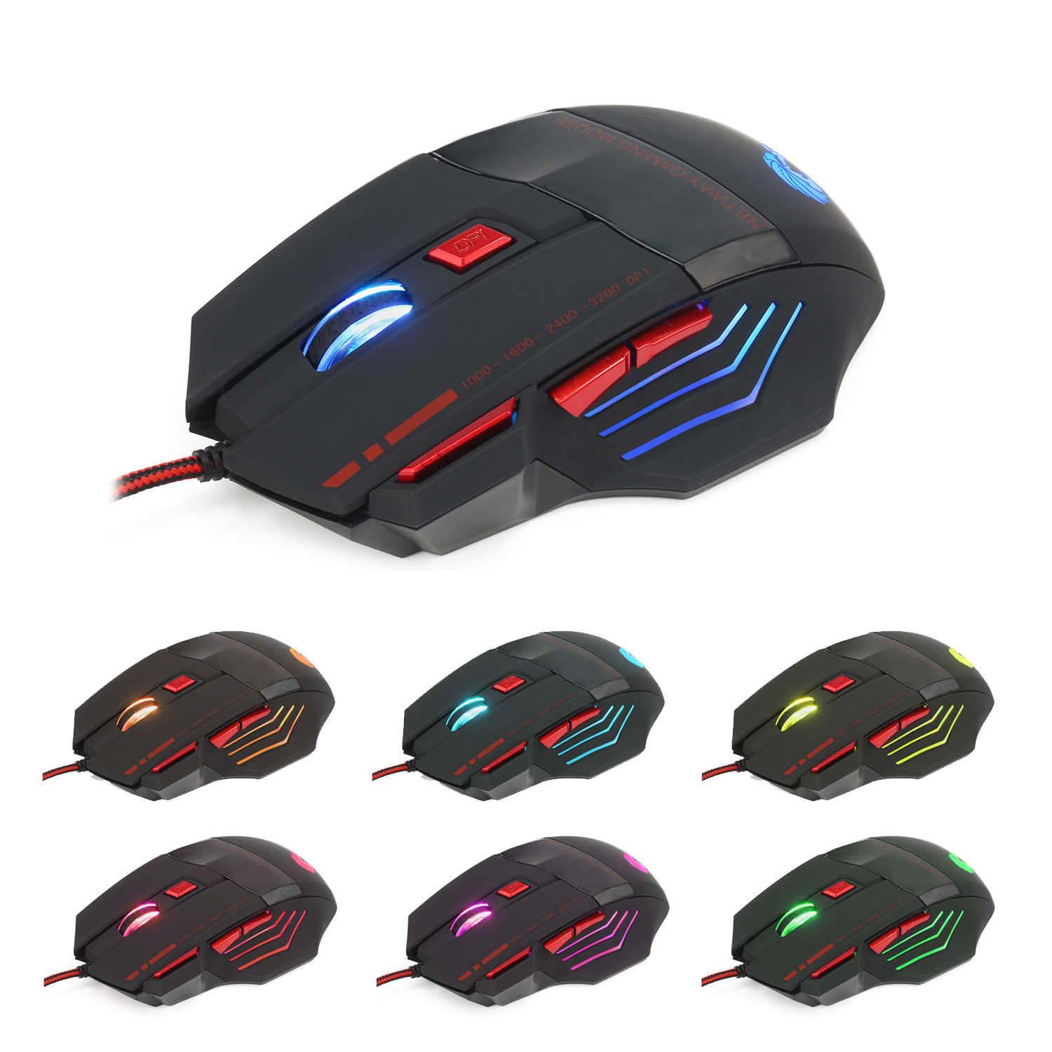 Colorful breathing light gaming chicken game mouse