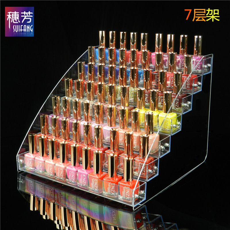 Nail Polish display rack transparent acrylic nail shop display rack multi-layer trapezoidal cosmetic lipstick storage rack