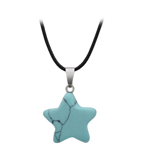 European and American necklace natural stone hand-carved five-pointed star pendant raw stone crystal lucky star pendant set box