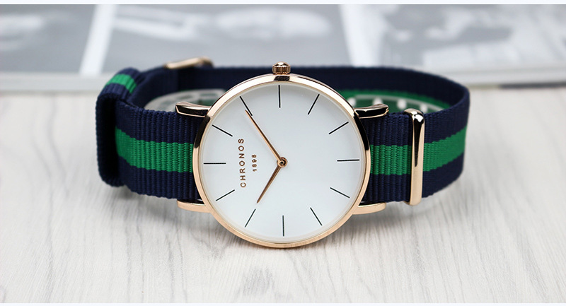 Chronos Quartz Watch For Men, Stylish Simple Nylon Strap Design_voghion.com