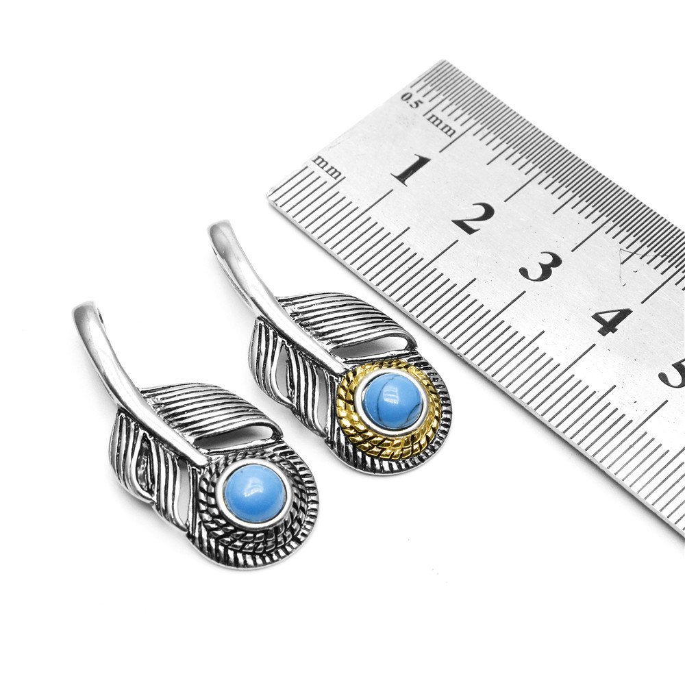 Nuovo ciondolo alla moda Punk Rock Gojo Series con piuma turchese e set in acciaio al titanio_voghion.com