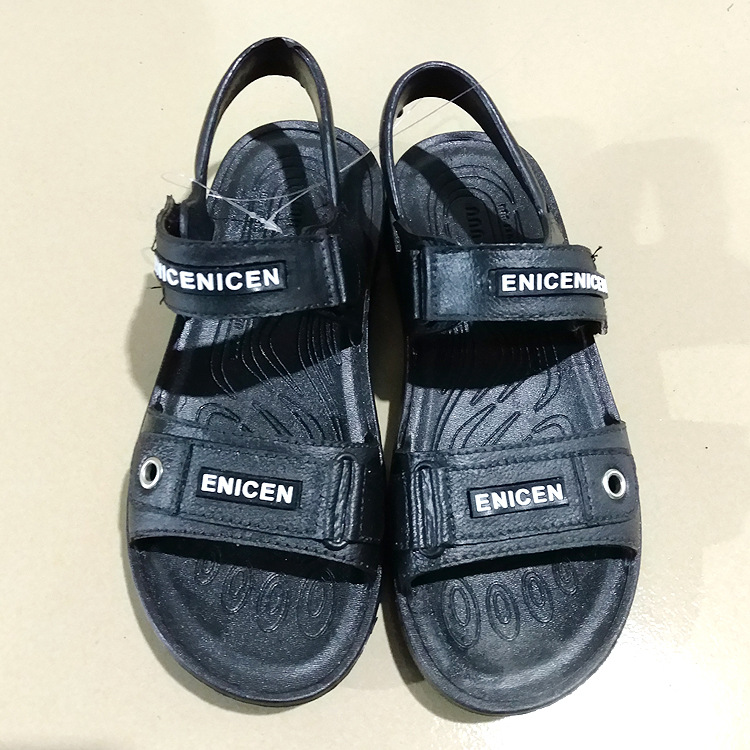 summer children's black sandals for boys with velcro platform