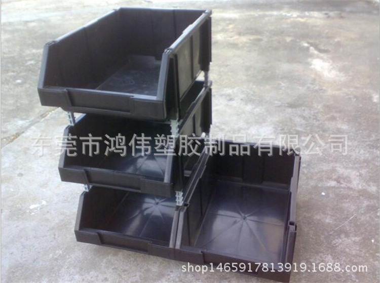 PP优质防静电塑胶零件盒 斜口零件盒 黑色460*300*170mm
