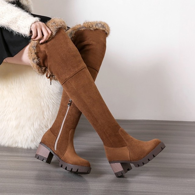 New high heel side zipper women’s knee high boots in winter