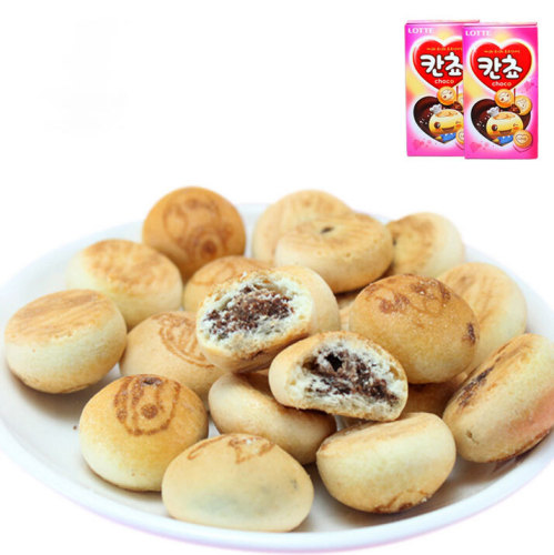 Imported from South Korea, Lotte Bear Puff Box Chocolate Sandwich Cookies for Children, 54g, Baby Loves