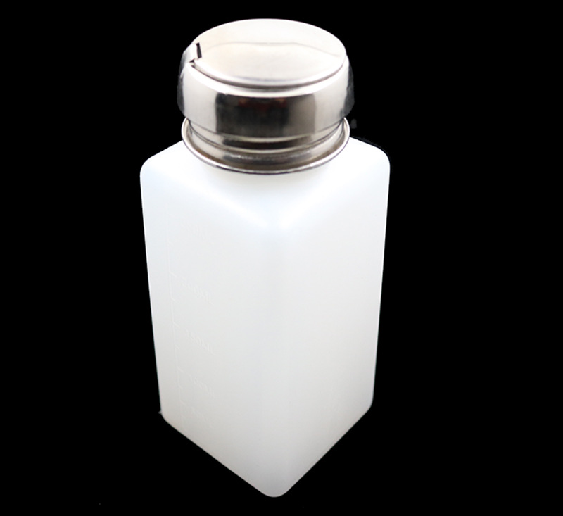 Cross-border dedicado 250ml tapa de metal removedor de esmalte de uñas Prensa botella de alcohol sin bloqueo de uñas botella de prensa de alcohol