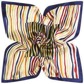 麦桐丝巾 60cm*60cm春季新款 几何条纹电信 女士职业丝巾小方巾