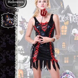 万圣节 Halloween恶魔装 女巫装女王装 cosplay吸血鬼 透视牛魔装