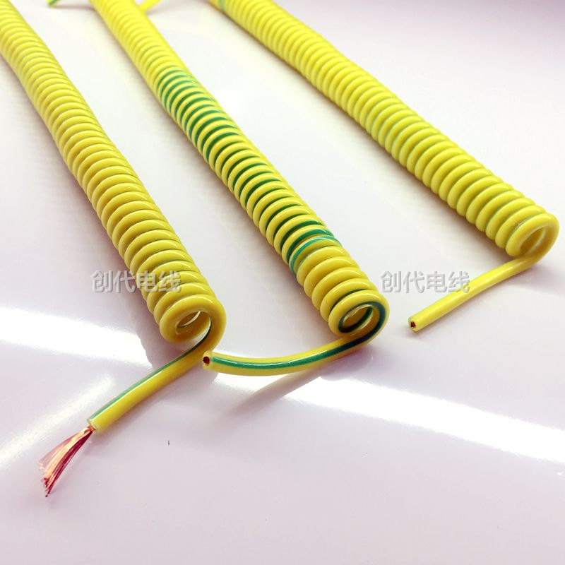 按要求黄绿地线PU/ PVC弹簧电源线 2芯/3芯/4芯/5芯/6芯/7芯8芯