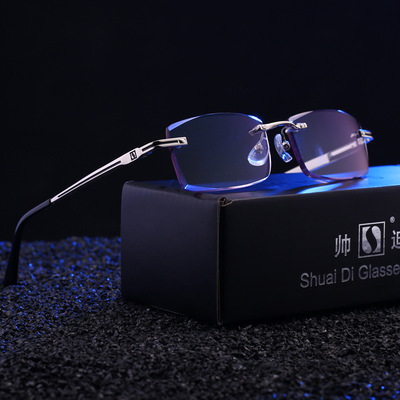 老花镜批发 2018新款钻石切边无框老花镜 男温州眼镜 帅迪老花镜|ru